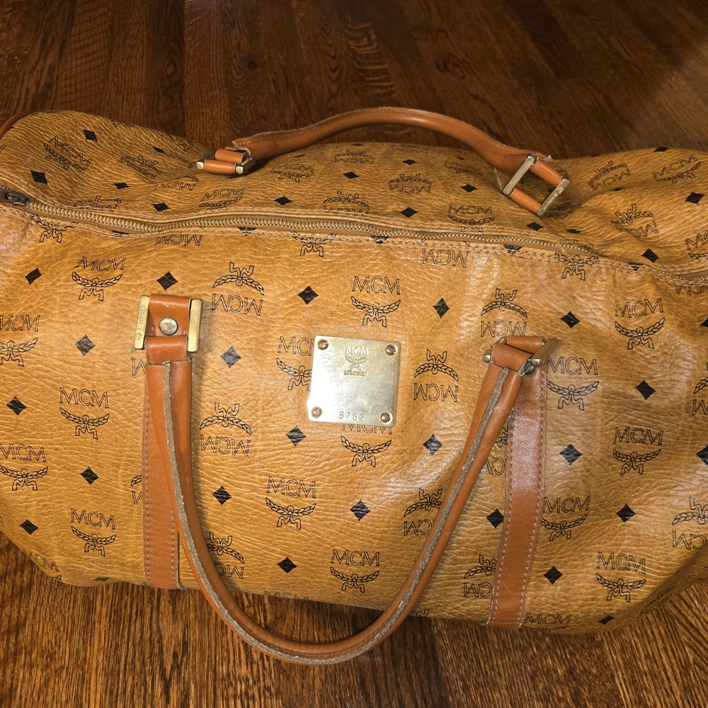 MCM Tan Logo Travel Bag